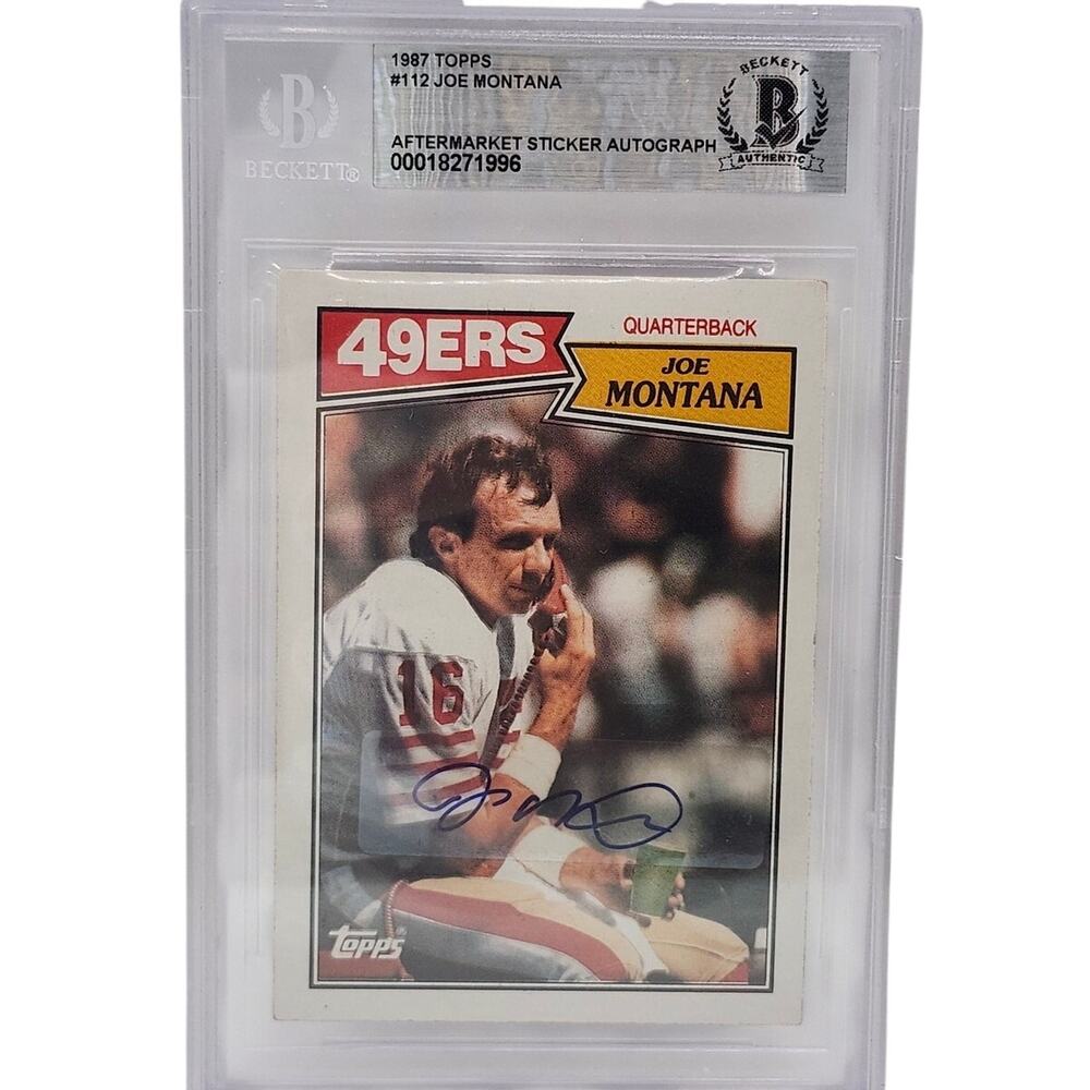 1987 Topps Joe Montana #112 Aftermarket Sticker Autograph Beckett BGS Authentic